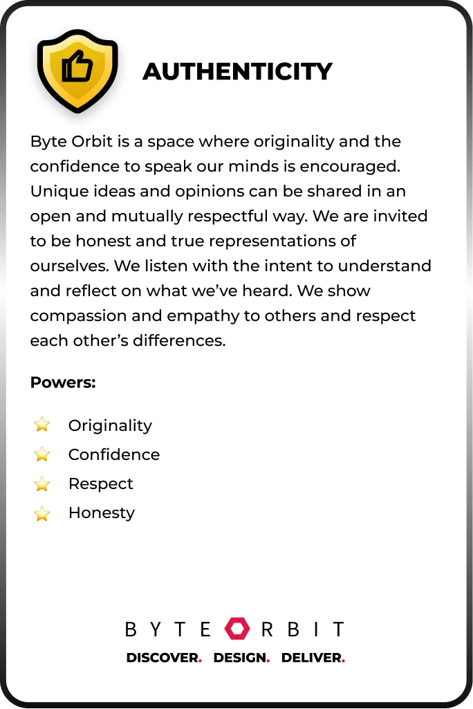 Authenticity is one of the Byte Orbit values.