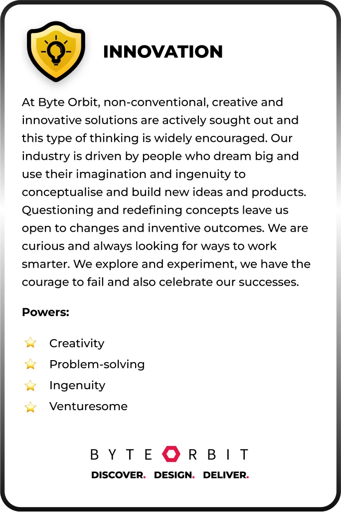 Innovation is one of the Byte Orbit values.