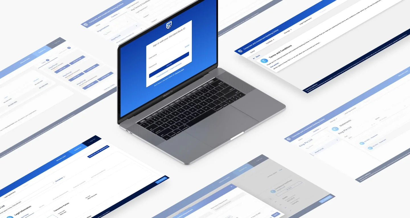 Desktop screens of the IB Online platform.